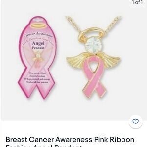 Breast cancer awareness necklace charm angle